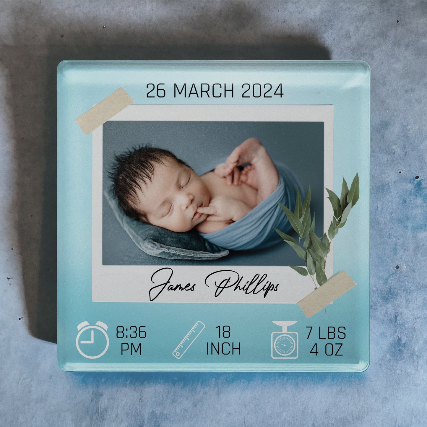 Baby Boy Birth Details Acrylic Fridge Magnet, Birth Stats, Birth Announcement Magnet, Newborn Baby Stats With Picture, Baby Girl Keepsake