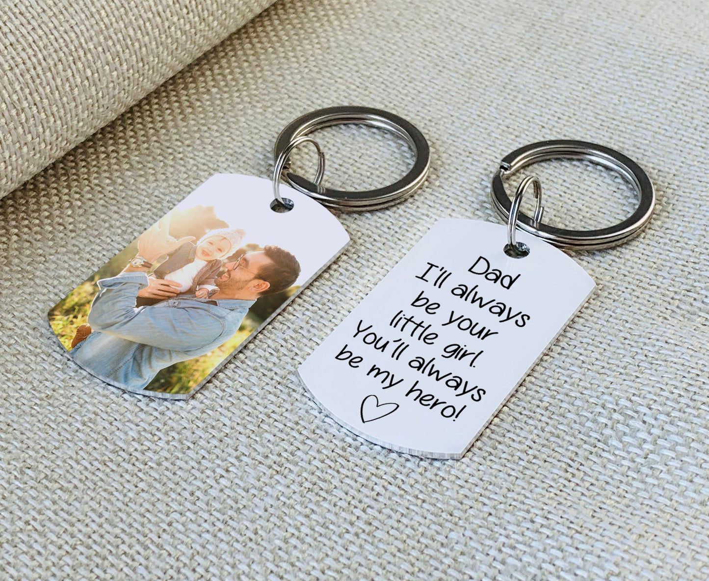 Dad I'll always be your little girl, Father Daughter Keychain, Fathers Day Gift, Dad Birthday Gift, Keychain With Photo, Photo keychain