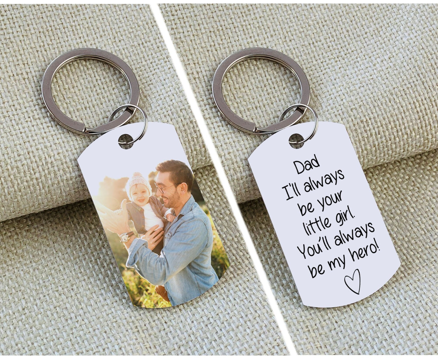 Dad I'll always be your little girl, Father Daughter Keychain, Fathers Day Gift, Dad Birthday Gift, Keychain With Photo, Photo keychain