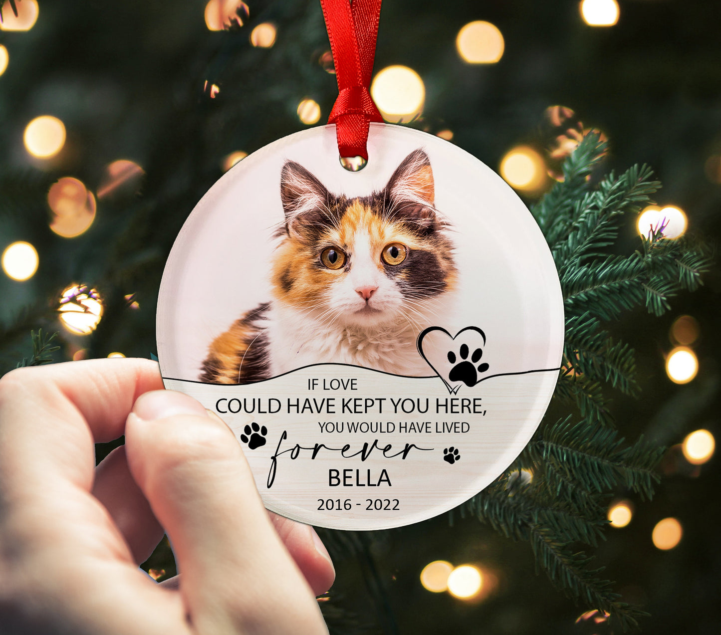 Pet Memorial Photo Acrylic Ornament Gift, You Left Paw Prints On My Heart, Paw Print Ornament, Pet Loss, Loss Of Loyal Friend