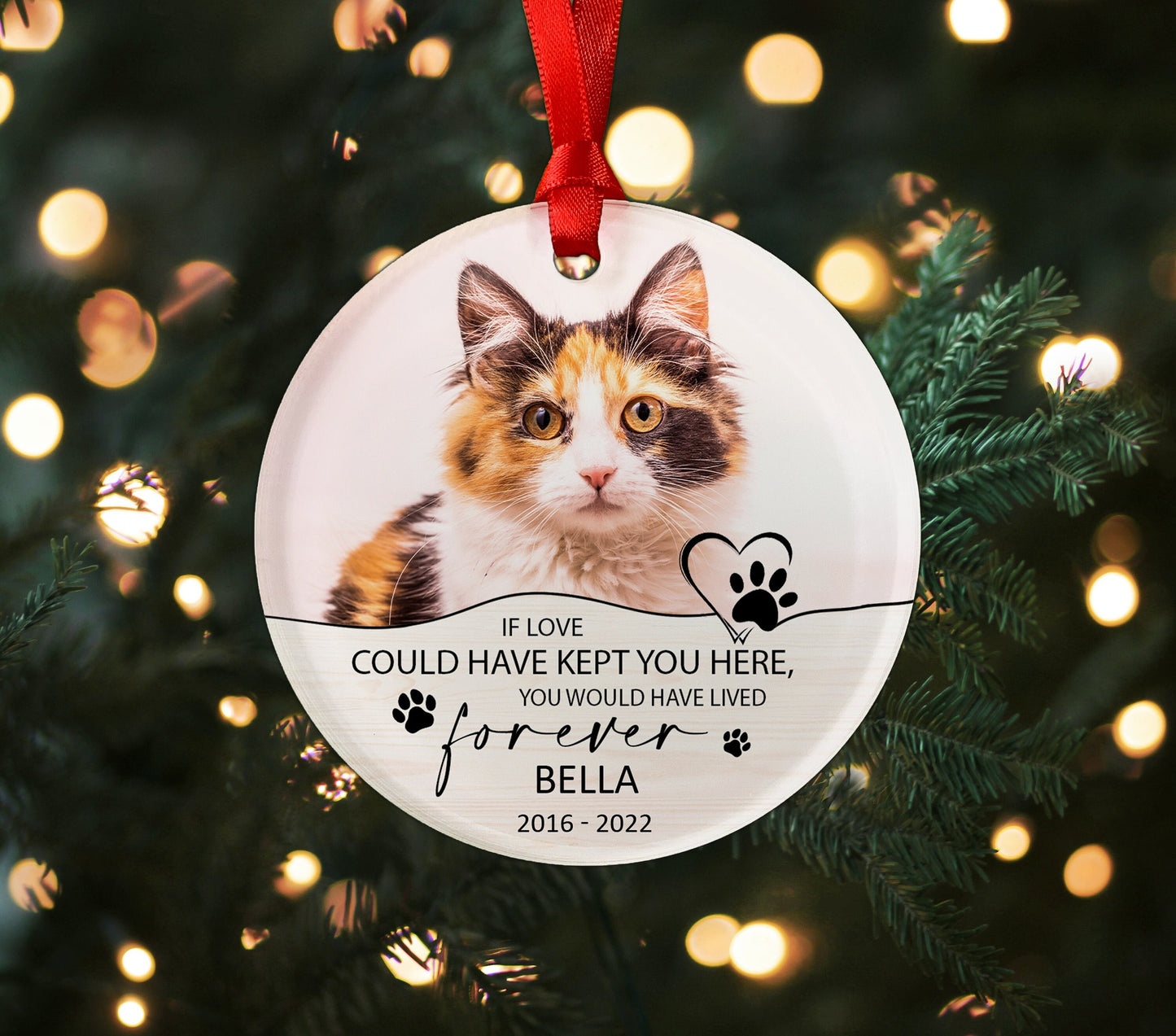 Pet Memorial Photo Acrylic Ornament Gift, You Left Paw Prints On My Heart, Paw Print Ornament, Pet Loss, Loss Of Loyal Friend